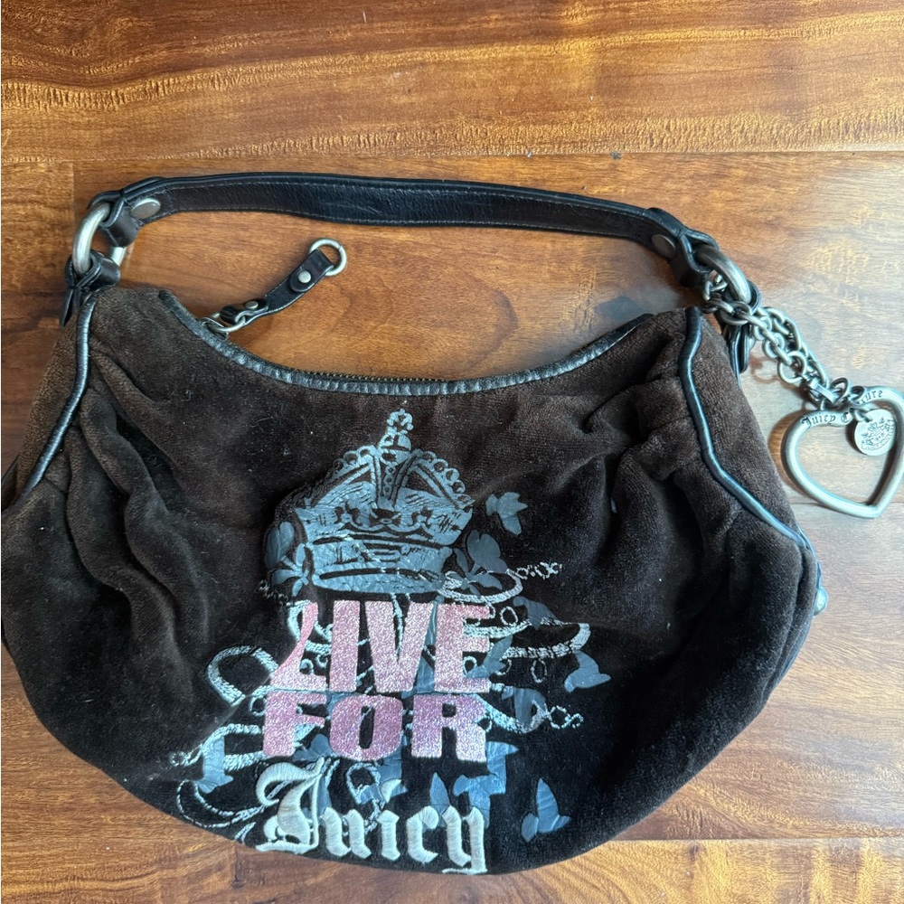 Juicy Couture Black and Purple Hobo Bag